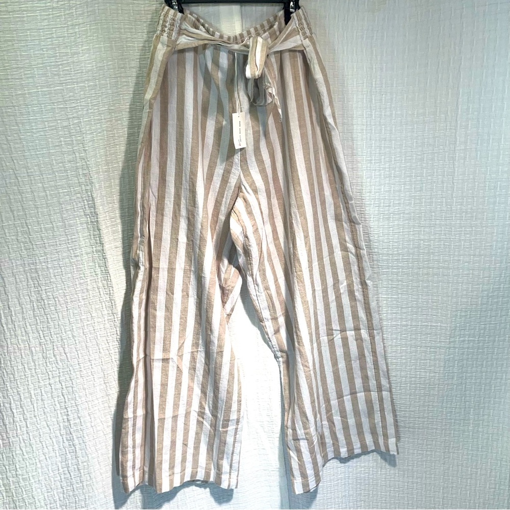 NWT Linen Striped Wide Leg Pants